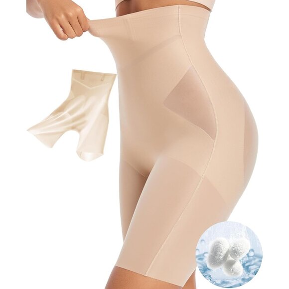 Women's Nude Shapewear ControlBody Shaper Waisted Seamless Rolling Slimmer